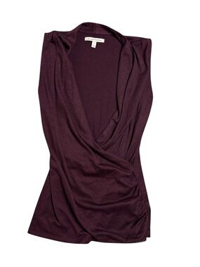 41 Hawthorn Deep Plum Sleeveless Drape Front Top